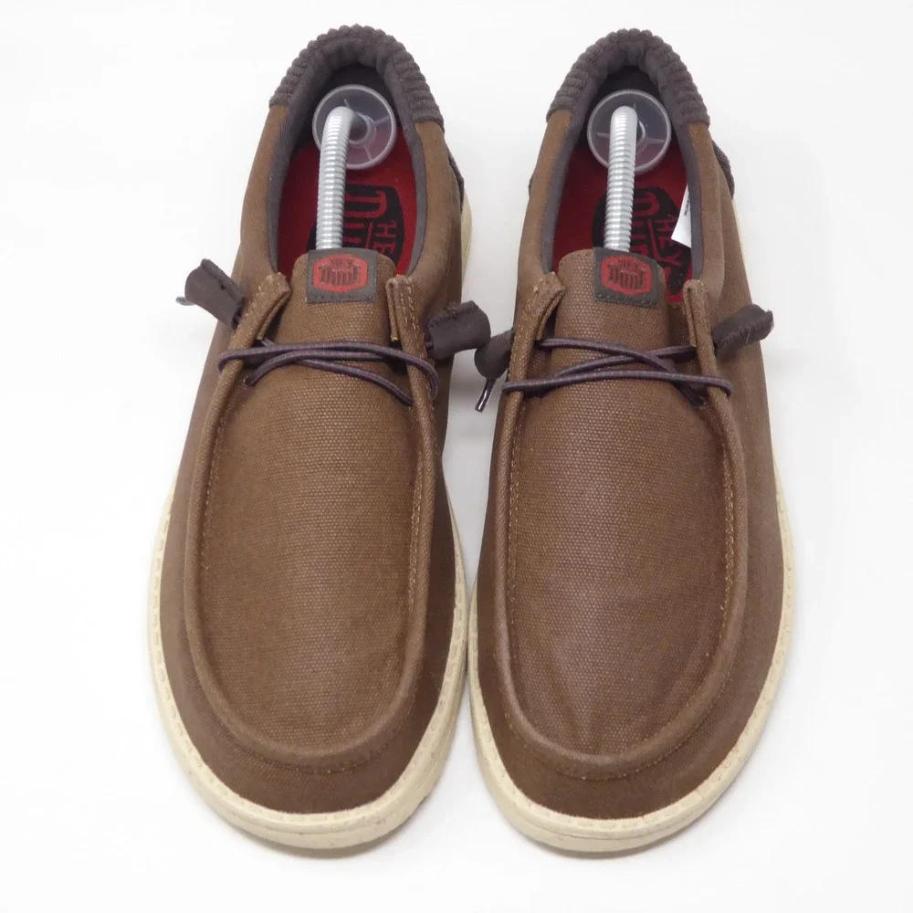 Hey Dude Mens Wally Waxed Casual Brown Loafers Corduroy Heel Size 11